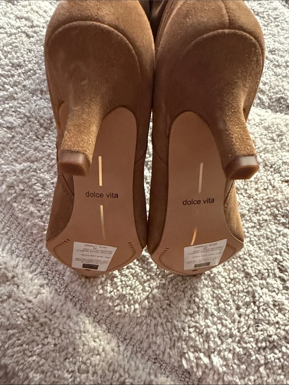 Dolce Vita Chestnut Suede Over-the-Knee Boots with Kitten Heel